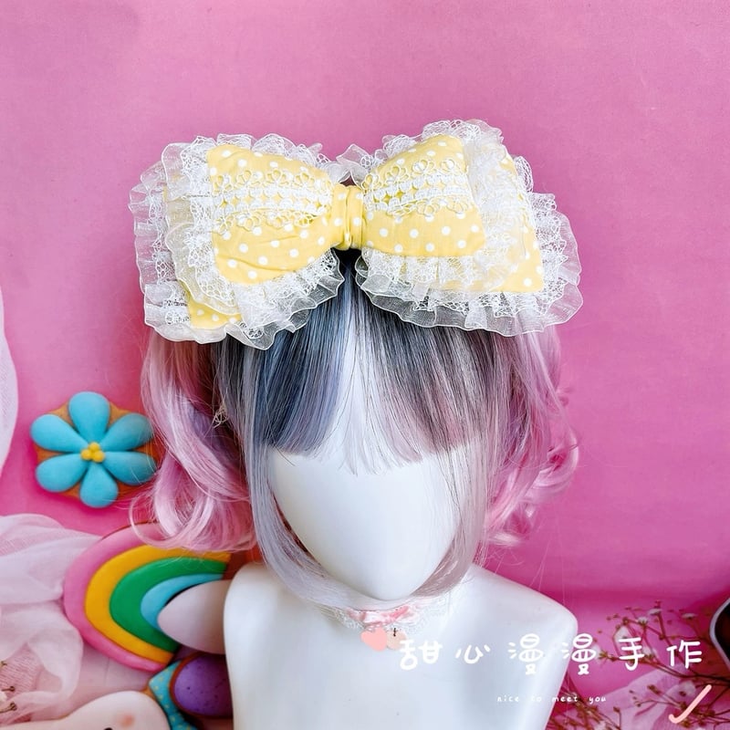 マリアピピ ❤️リボンレースパニエ お取り寄せ】【甜心漫漫】ぷっくりフリルリボンヘアピン【3色】 | はれあめ