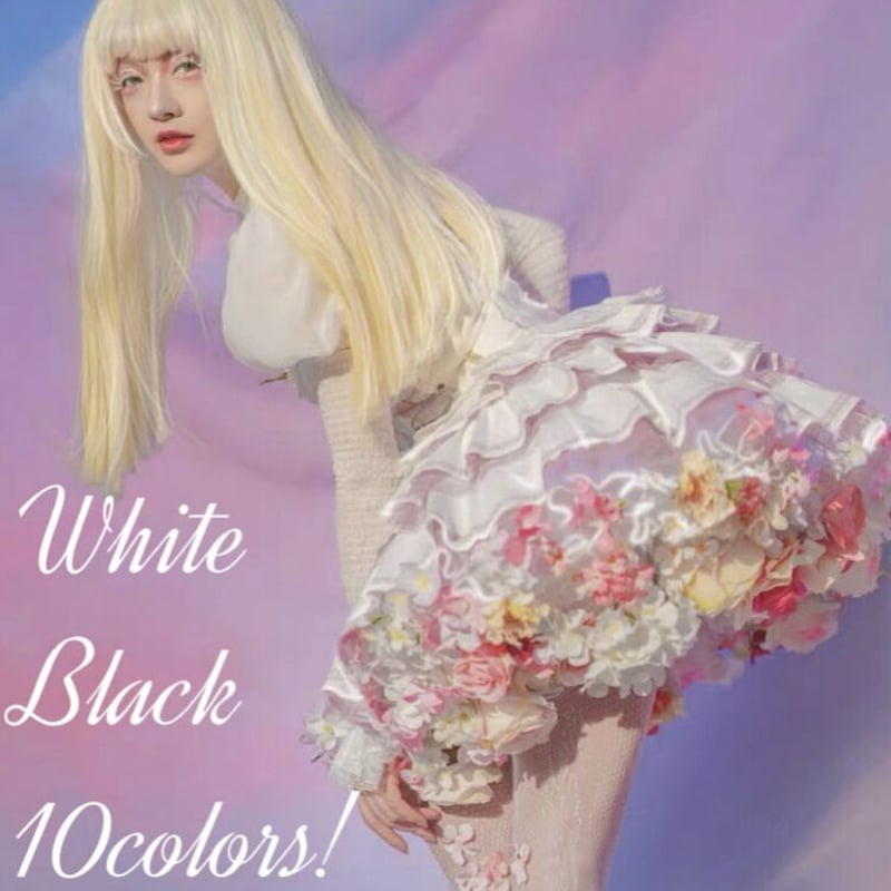 花パニエ 花咲くパニエ 白ｘ青 45cm 予約販売【話題No.1パニエ】フラワーパニエ35cm・45cm