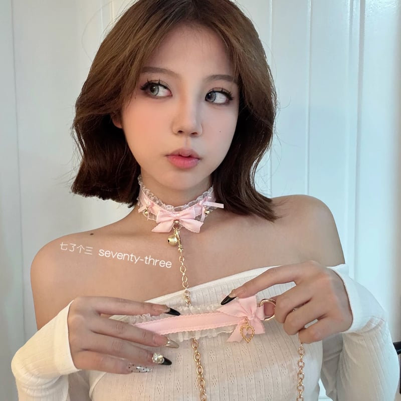 束縛の代わりリボンチョーカー専用 73】リード付き！鈴リボン首輪チョーカー | はれあめ