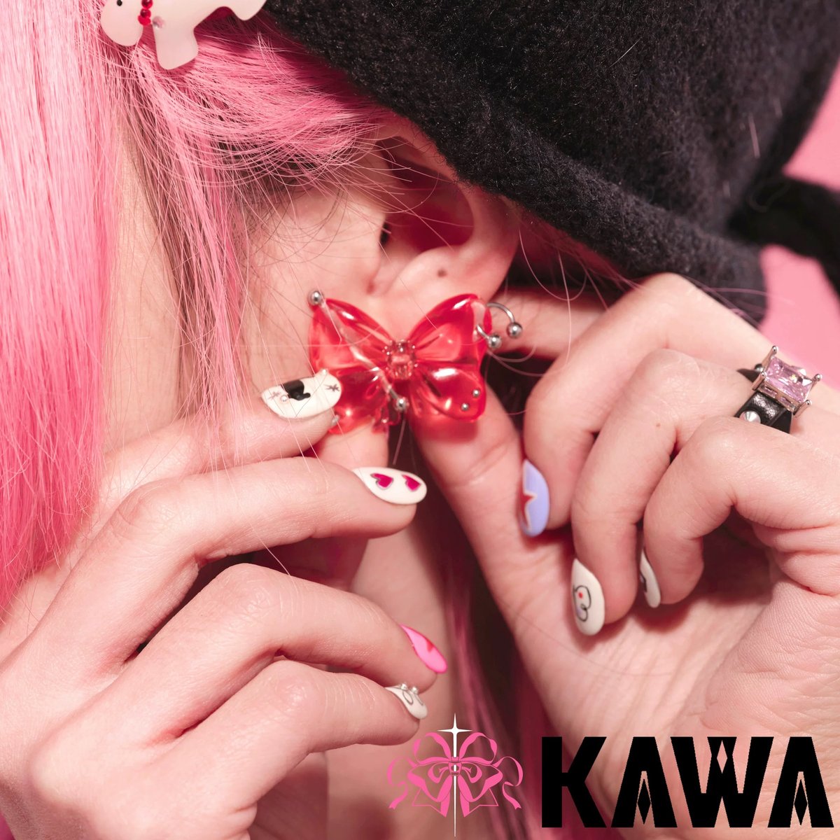 お取り寄せ】【KAWA AYA】キャンディパンクリボンピアス【2色