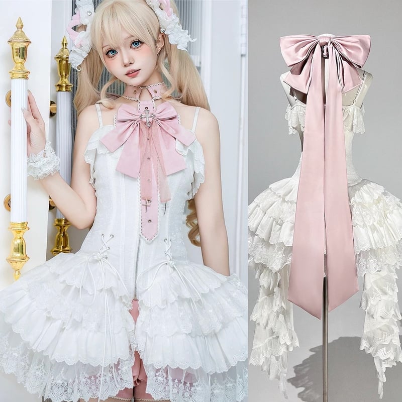 お取り寄せ】ピンクロングリボンビスチェドレス | はれあめ