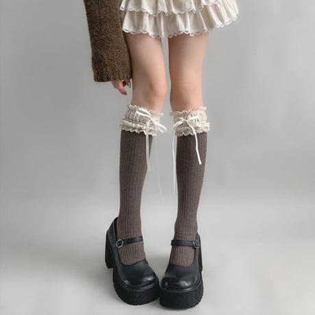 あったかレースリボンニーハイ【5色】