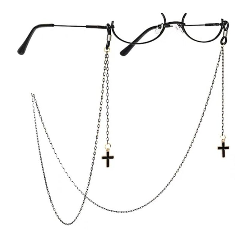 ♪❤️ クロス 十字架 ロンデル ビーズ マスクチェーン メガネチェーン