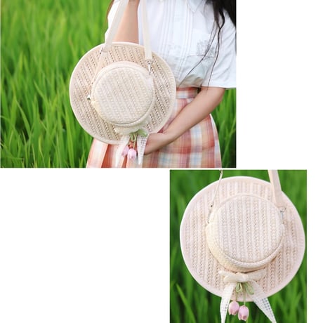 【茶茶】麦わら帽子バッグ