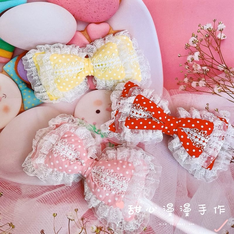 お取り寄せ】【甜心漫漫】ぷっくりフリルリボンヘアピン【3色】 | はれあめ