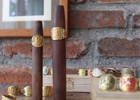 " Cigar label "  Hand paint 24k gold plate ring