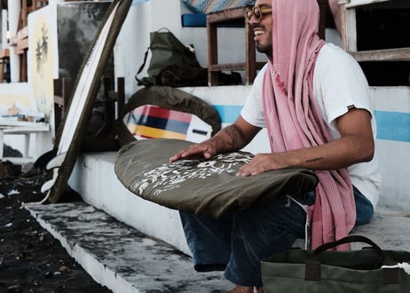 Tent Fabric Beach Tote / Wasabi x Surf a billy