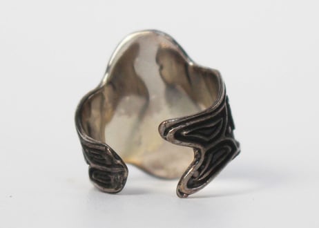 "Cigar label" Silver ring / Bordeaux