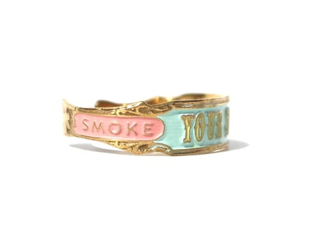 "Cigar label" Hand paint gold bangle / YOUR SUCCESS