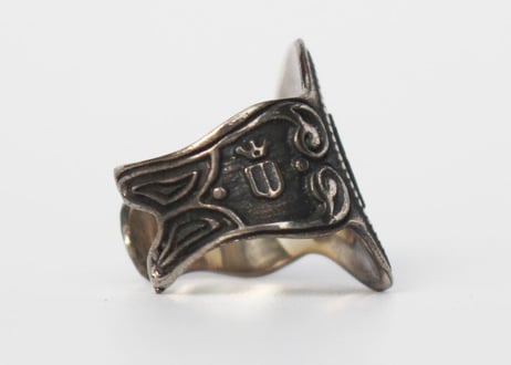 "Cigar label" Silver ring / Bordeaux