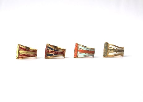 " Cigar label "  Hand paint 24k gold plate ring