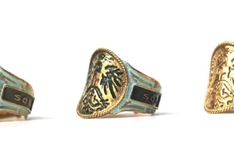 " Cigar label "  Hand paint 24k gold plate ring