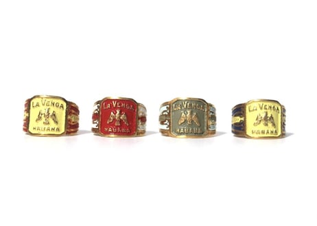 " Cigar label "  Hand paint 24k gold plate ring