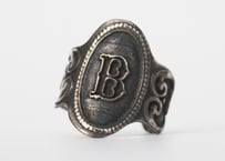 "Cigar label" Silver ring / Bordeaux