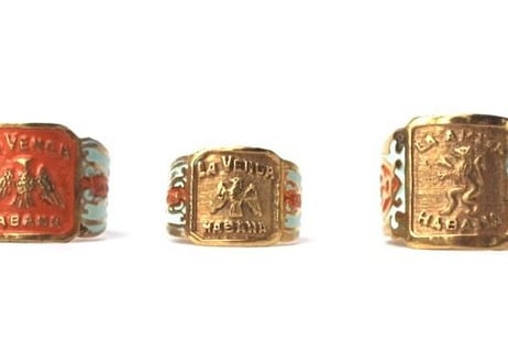 " Cigar label "  Hand paint 24k gold plate ring