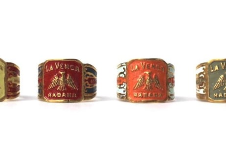 " Cigar label "  Hand paint 24k gold plate ring