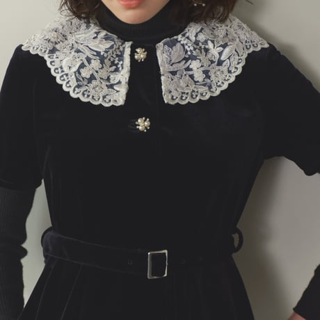 【 SUBLIMATIO 予約 】VELOUR LACE COLLAR DRESS (ワンピース) -2026年9月発送予定-