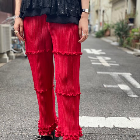 【 kwotias 】 YABANE pleats pants -red- (プリーツパンツ)
