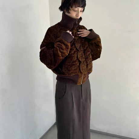 【 ritsu 予約 】Sazanka quilted velour bomber jacket -2026年9月～11月発送予定-