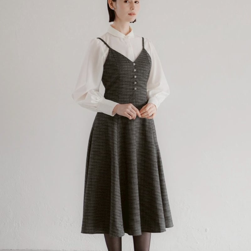 Ruimeme 予約 】basque waist tweed camisole dress