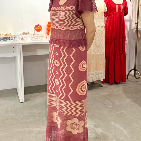 【 ritsu 】 Wave-pattern lame knited dress