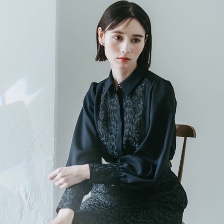 【 Ruimeme 予約 】botanical jacquard semi-mermaid skirt / black -2026年9月～11月発送予定-