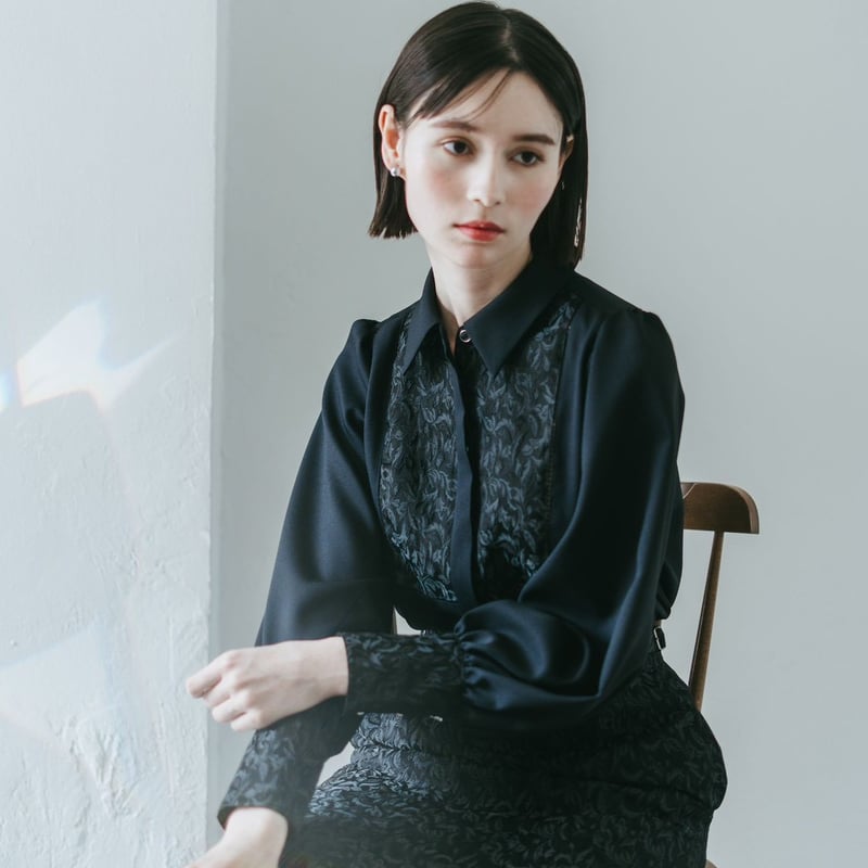 Ruimeme 予約 】botanical jacquard blouse / black