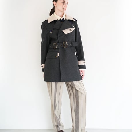 【 daichïogata 予約 】DISPATCH RIDERS SHORT COAT -CHARCOAL×ECRU- -2026年11月発送予定-