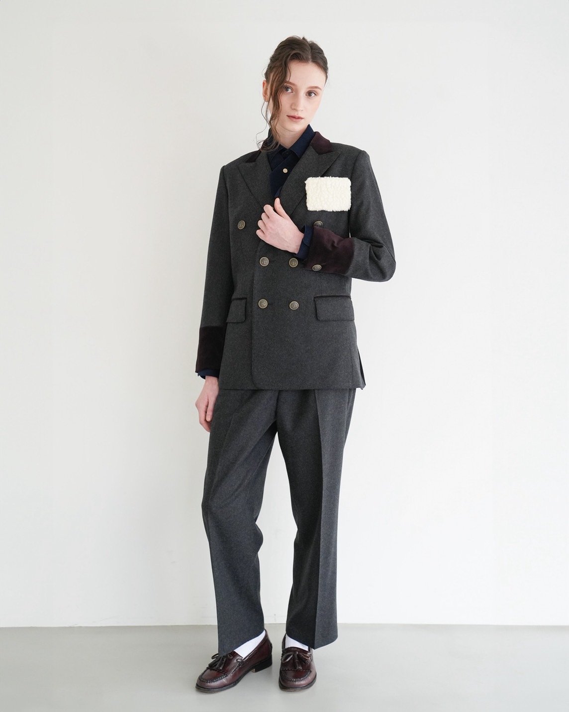 【未使用・タグ付】Double-breasted JK/ブラック/38 daichïogata 予約 】 DOUBLE BREASTED JACKET -CHAR