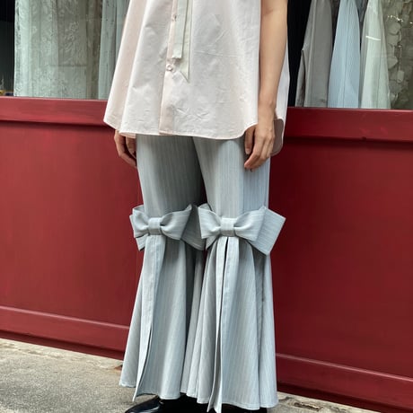 【 overlace 】 striped ribbon pants