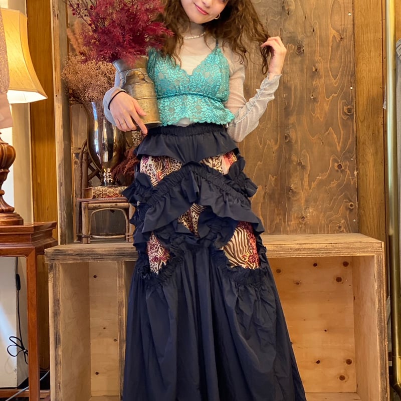 HOUGA 】kiki frill dress (ロングスカート兼ドレス) | 木宮商店 HOUGA 】kiki frill dress (ロングスカート兼ドレス) | 木宮商店