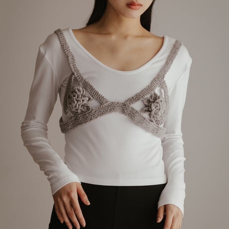 【 FAD distortion 】Crochet roll flower bustier (ビスチェ)