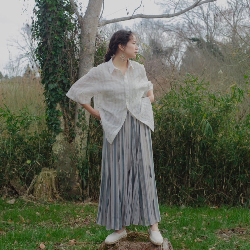 nagisa 】vague land scape patch flare skirt (ス 