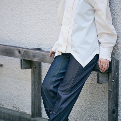 【 jesh 予約】 Metal button pleated blouse / Ecru -2026年9月～11月発送予定-