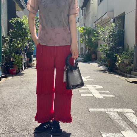 【 kwotias 】 YABANE pleats pants -red- (プリーツパンツ)