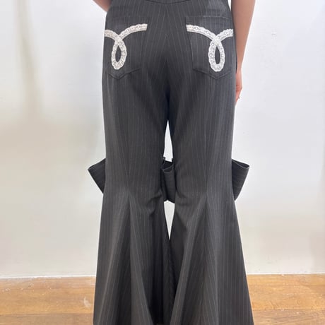 【 overlace 】 striped flared pants