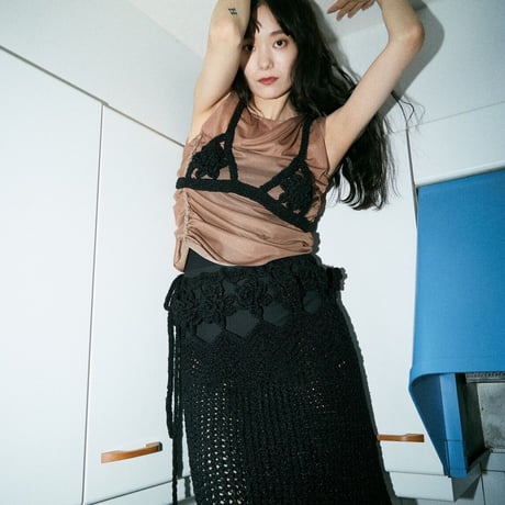 【 FAD distortion 】Crochet roll flower bustier (ビスチェ)