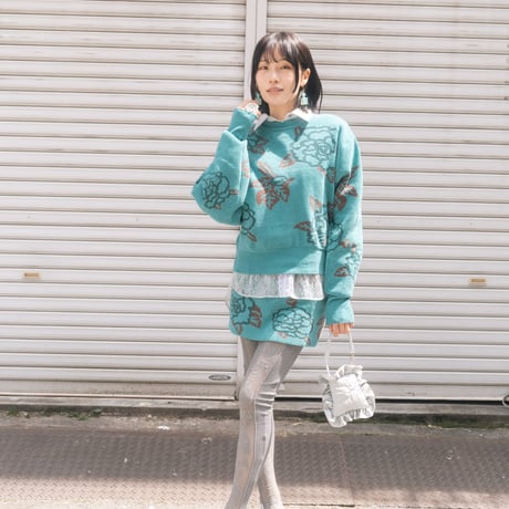 【 ritsu 予約 】Sazanka jacquard-knit oversized sweater -2026年9月～11月発送予定-