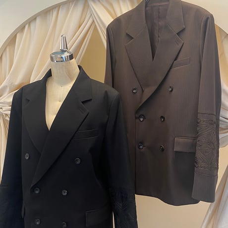 【 ritsu 予約 】KIKU embroidered double-breasted wool jacket -2026年9月～11月発送予定-