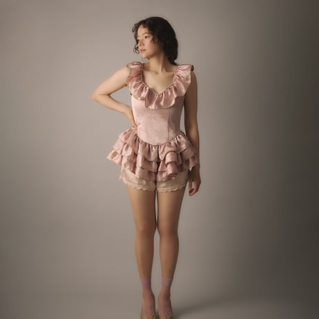 【 natsumi osawa 予約 】 vintage satin frill mini dress -2026年8月～9月発送予定-