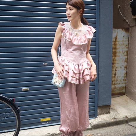 【 natsumi osawa 予約 】 vintage satin frill mini dress -2026年8月～9月発送予定-