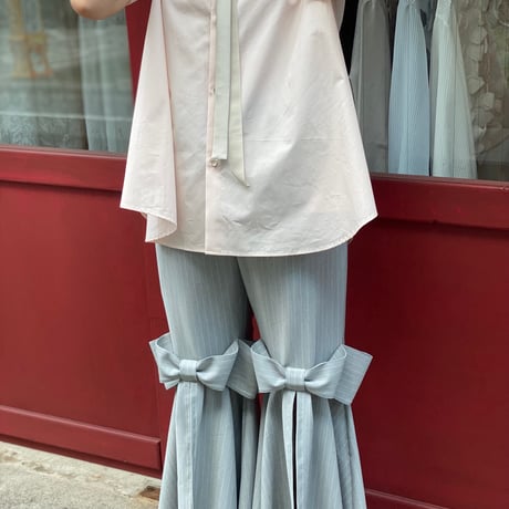 【 overlace 】 striped ribbon pants