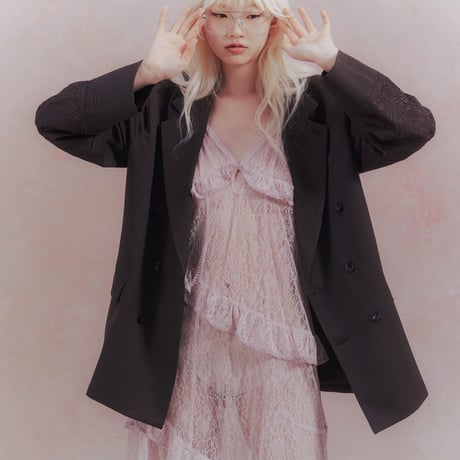 【 ritsu 予約 】KIKU embroidered double-breasted wool jacket -2026年9月～11月発送予定-