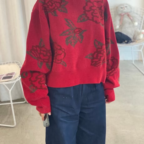 【 ritsu 予約 】Sazanka jacquard-knit oversized sweater -2026年9月～11月発送予定-