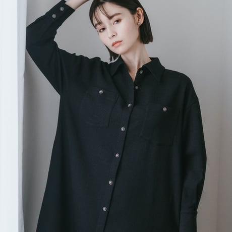 【 Ruimeme 予約 】tweed shirt dress / navy -2026年9月～11月発送予定-