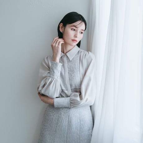 【 Ruimeme 予約 】botanical jacquard semi-mermaid skirt / ice gray -2026年9月～11月発送予定-