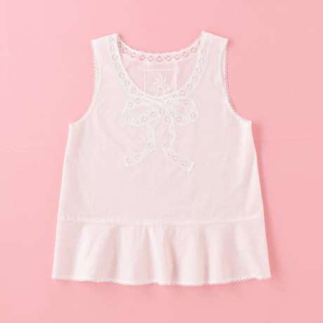 【 overlace 】 ribbon sleeveless blouse