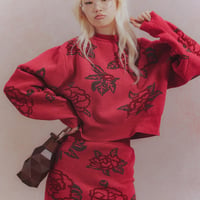 【 ritsu 】 Sazanka jacquard-knit oversized sweater