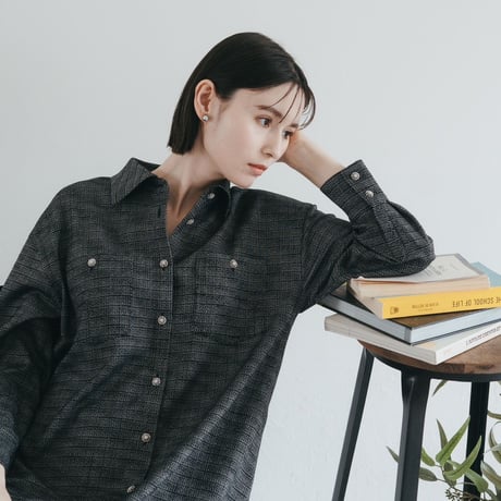 【 Ruimeme 予約 】tweed shirt dress / black -2026年9月～11月発送予定-