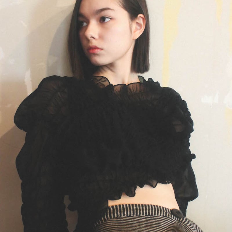 Fumiku -POP UP- 】shirring short tops (トップス) |